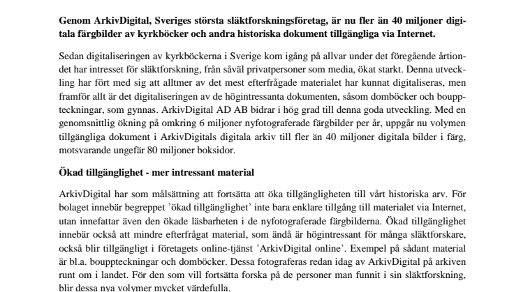 40 miljoner historiska dokument i färg