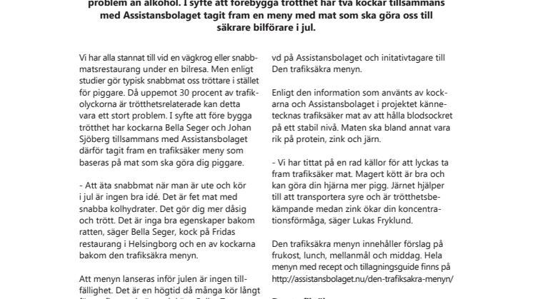 Maten som ska göra dig till en säkrare bilförare i jul