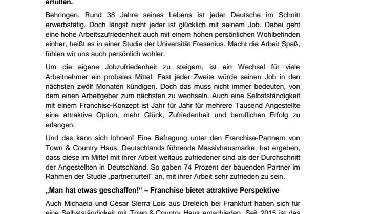 Dank Franchise wieder Spaß im Job und glücklich 