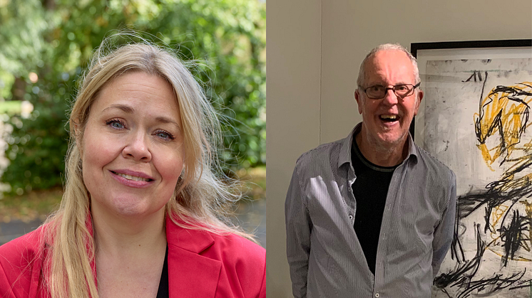 Året kulturstipendiater till Gustaf Frödings minne 2024, Malin Biller (foto Rolf Lindby) och Thomas Christensen (foto privat)