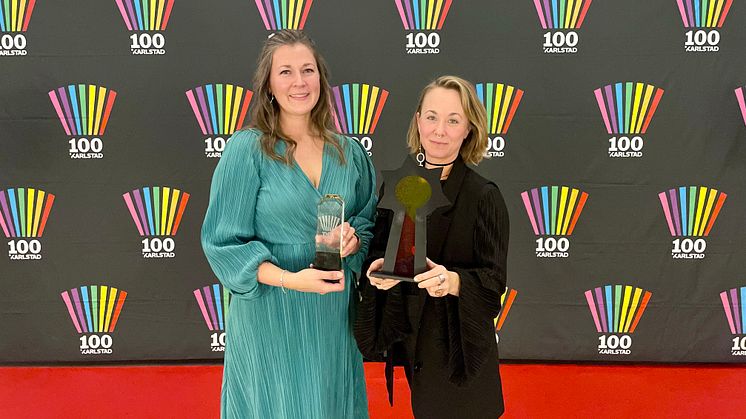 Frida Nilsson (C), kommunalråd Karlstads kommun och Sandra Boström, Årets Sola 2023 .