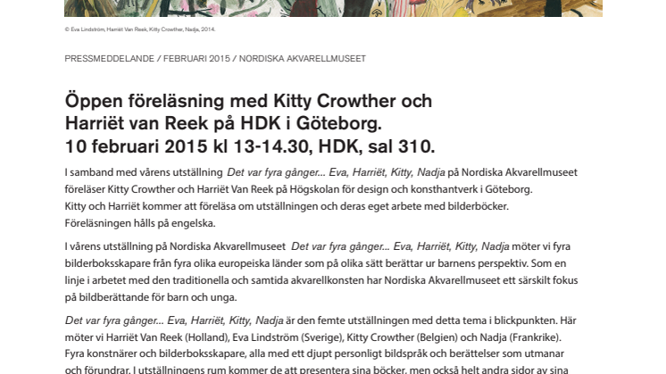 Kitty Crowther och Harriët Van Reek gästar HDK i Göteborg