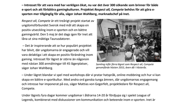 E-sportprojektet allt mer populärt 