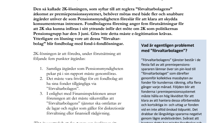 Bråttom att säkra spararnas intressen i premiepensionssystemet