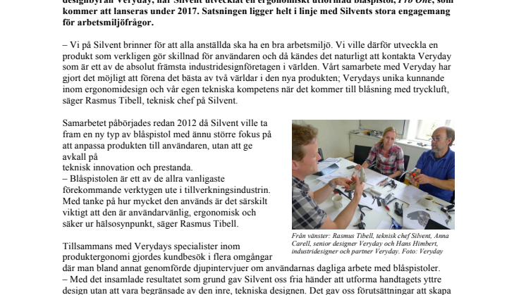 Silvent i stort utvecklingsprojekt i samarbete med Veryday – Designar nästa generations blåspistol utifrån användaren