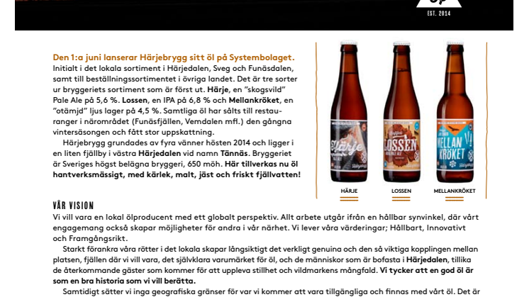 Sveriges högst belägna ölbryggeri lanserar på Systembolaget