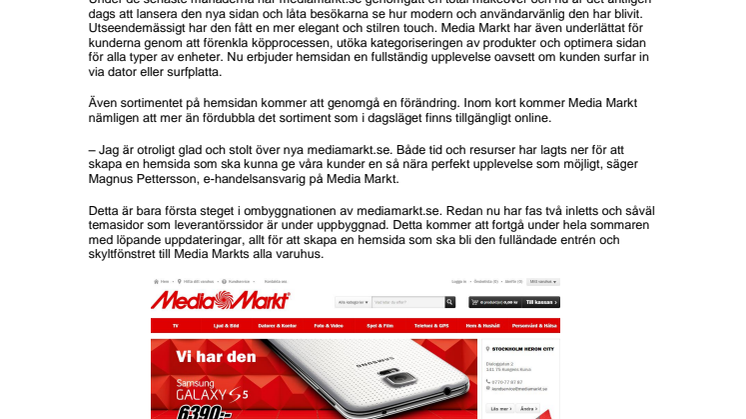 Media Markt lanserar ny hemsida med ännu bättre shoppingupplevelse