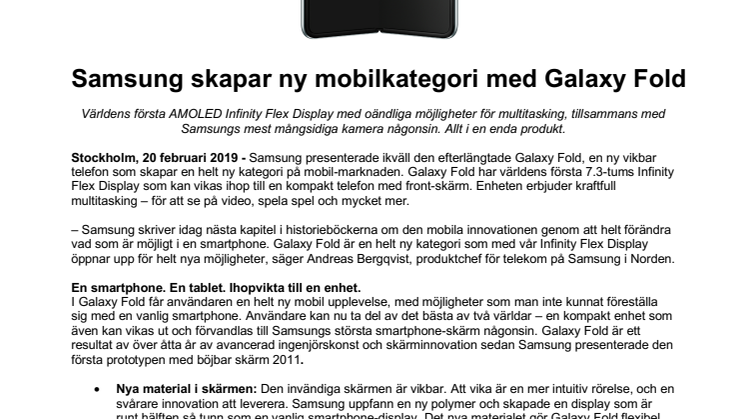 Samsung skapar ny mobilkategori med Galaxy Fold