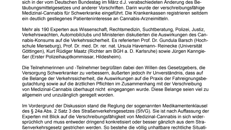 „Verkehrssicherheit bei Cannabiskonsum zu wenig berücksichtigt“