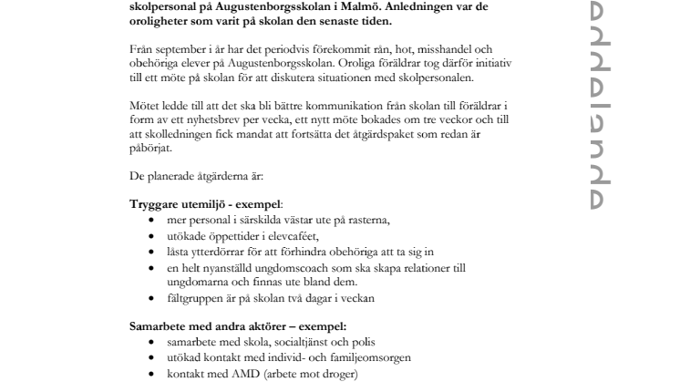 Augustenborgsskolan tar krafttag mot oroligheter