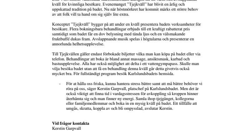 Karlslundsbadet bjuder in till tjejkväll!