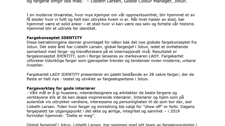 LADY lanserer fargetrendene for 2019