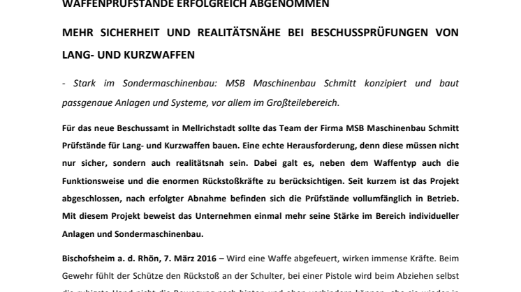 MEHR SICHERHEIT UND REALITÄTSNÄHE BEI BESCHUSSPRÜFUNGEN VON LANG- UND KURZWAFFEN