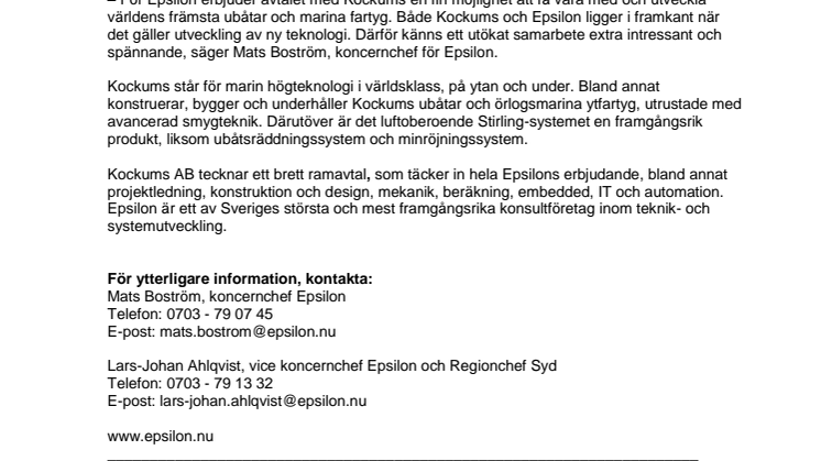 Kockums AB väljer Epsilon