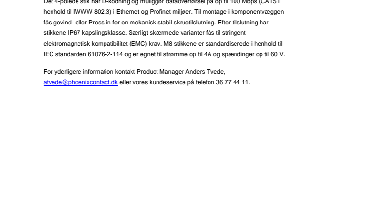 Datastik til Ethernet og Profinet