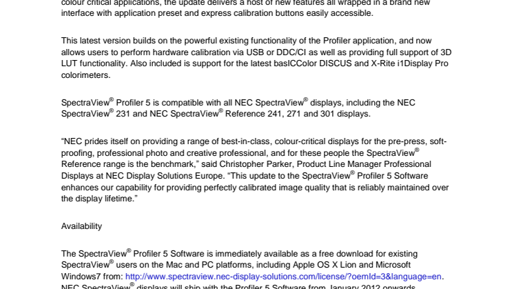 Updated colour-calibration software package brings host of new features to SpectraView users
