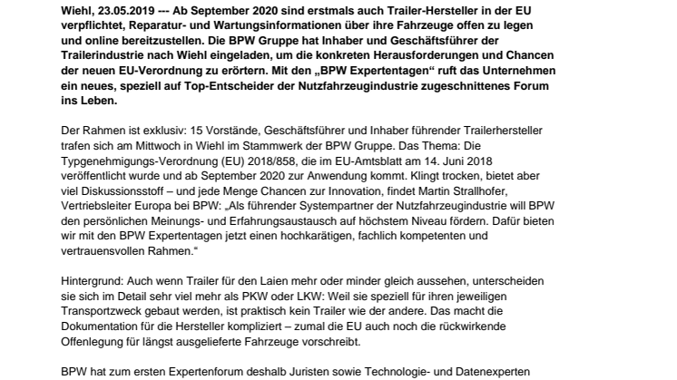 BPW Expertentage: Trailer-Hersteller beraten über Offenlegung von Fahrzeugdaten