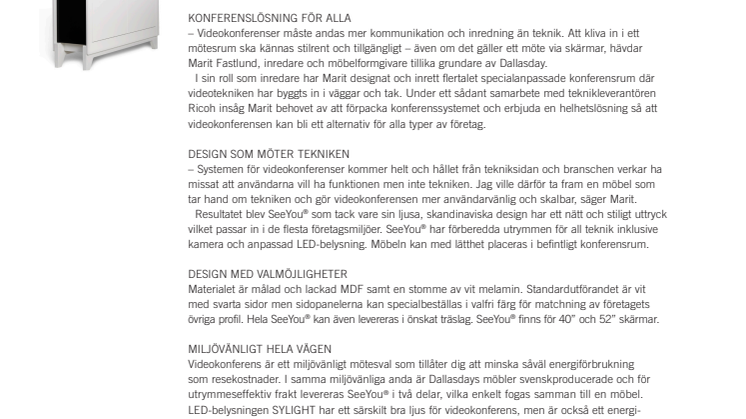 NY SVENSK, DESIGNMÖBEL FÖR INBJUDANDE VIDEOKONFERENS