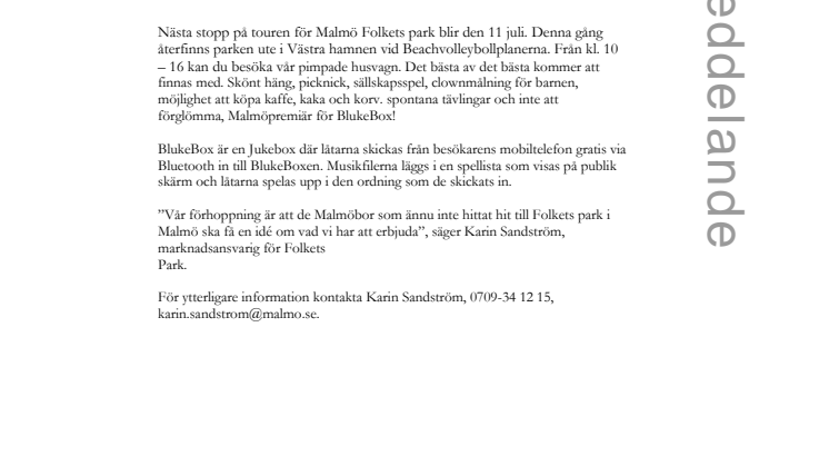Malmö Folketspark fortsätter sin turné