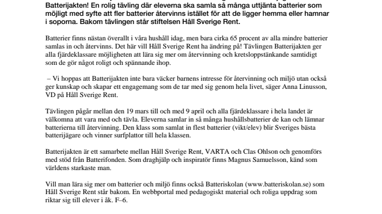 Fjärdeklassare ska bli batterijägare