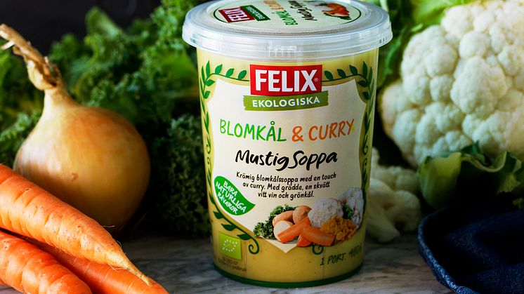 Ekologisk blomkålssoppa följer upp succén med mustiga soppor från Felix