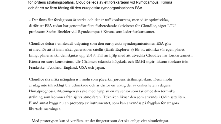 Nytt satellitprojekt leds av LTU i Kiruna 