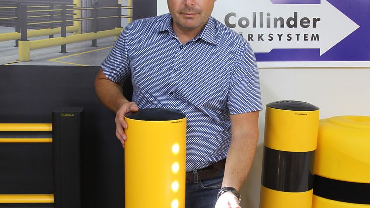 Christian Winberg, produktansvarig för Flex Impact hos Collinder Märksystem, här med Flex Impact