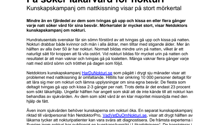 Få söker läkarvård för nokturi