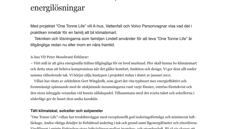 Familjen Lindell lever ”One Tonne Life” med klimatsmart trähus, elbil och avancerade energilösningar