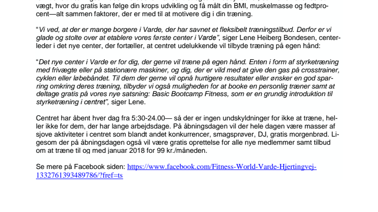 Varde får deres første Fitness World center
