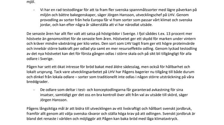 Pågens testodlingar ger mer hållbar höstsådd och bakning