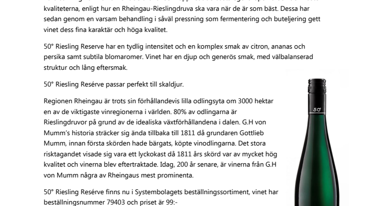 Nyhet från G.H von Mumm i Rheingau!