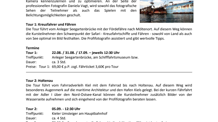 Maritime Fotosafari durch Kiel für Anfänger und Fortgeschrittene