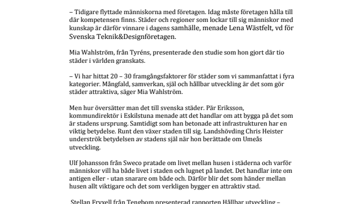 Mångfald och samverkan gör staden attraktiv - Välbesökt seminarium i Almedalen satte fokus på frågan