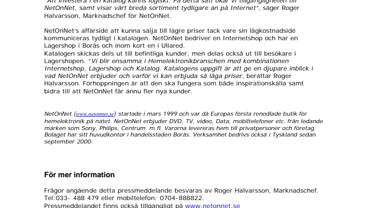 NetOnNet ger ut en katalog