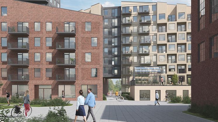 Ett nytt område planeras i Kopparlunden. Illustration: Dreem Arkitekter 