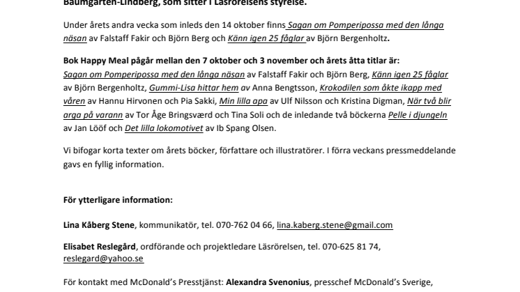  Veckans bilderböcker i Bok Happy Meal