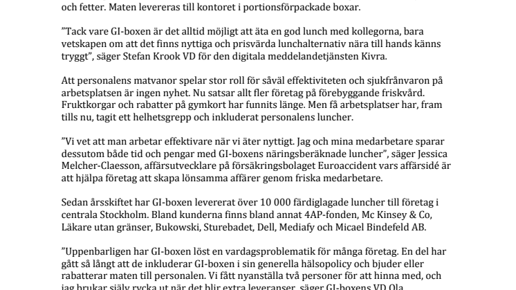 Nyttigare luncher ger gladare och piggare personal