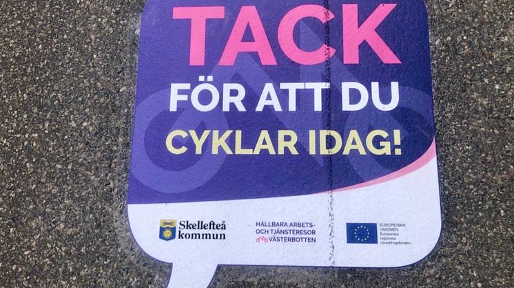 ​Uppmuntrande budskap på Skellefteås cykelvägar