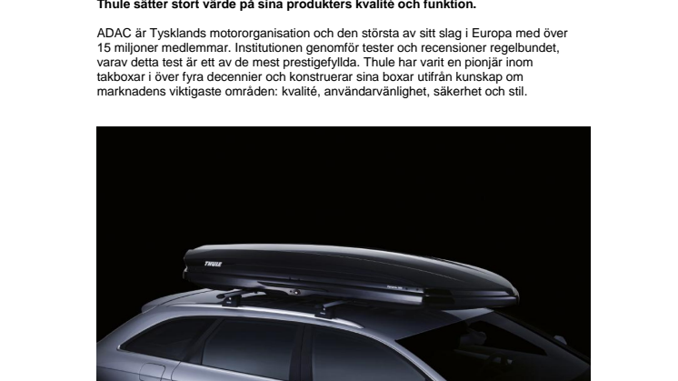 Thule Dynamic vinner ADAC:s test av takboxar