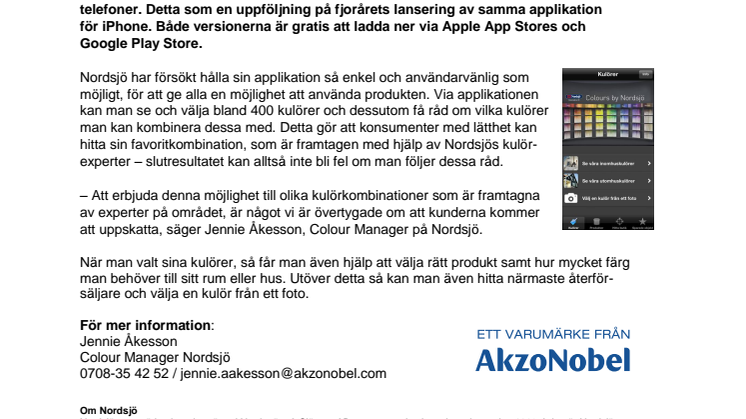Nordsjö ökar sin digitala närvaro med lanseringen av mobilapplikation – Colours by Nordsjö