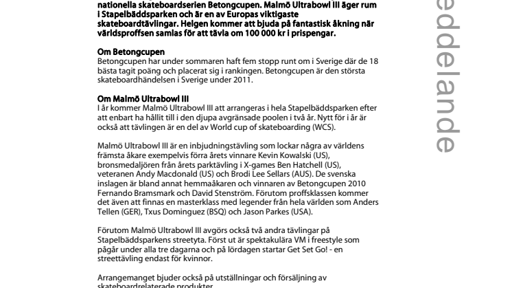 Världseliten i skateboard kommer till Malmö!