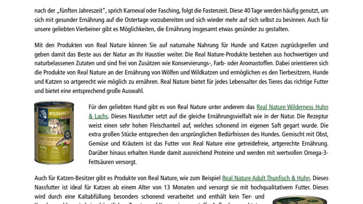 Fressnapf-Produktnews 02/2018:  Nach der  „5. Jahreszeit“ kommt die Fastenzeit