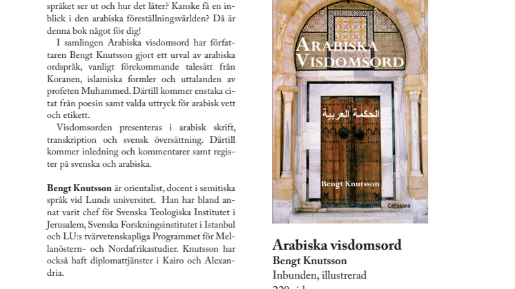 Ny bok. Arabiska visdomsord