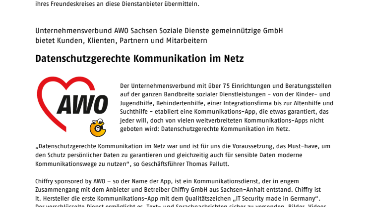 Chiffry sponsored by AWO: moderne Kommunikation für soziale Dienste