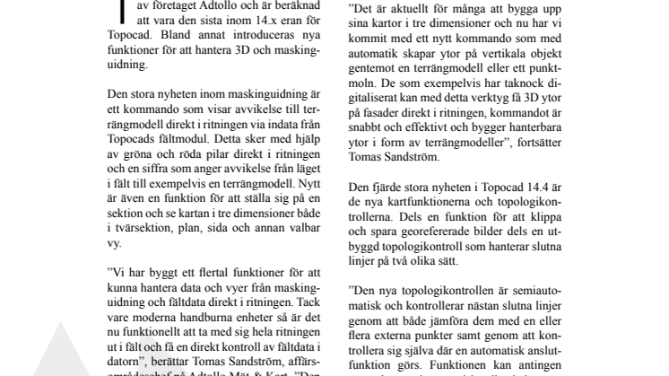 Nya funktioner för 3D hantering, maskinguidning och karthantering i nya Topocad 14.4