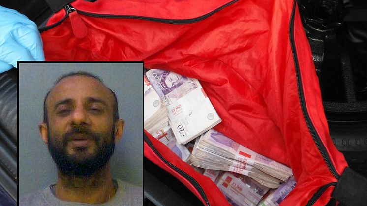 Ringleader Mohammed Zafer and cash seized from the gang