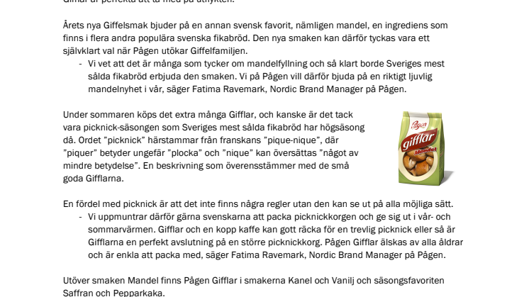 Pågen Gifflar presenterar årets nya smak - mandel