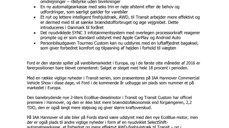 Ford Transit går i overhalingsbanen med nye versioner 