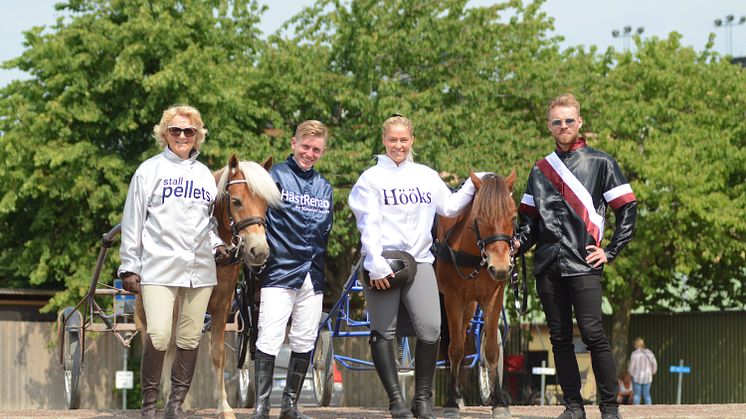 Maria Gretzer, Fredrik Janetzky,  Klara Hammarström och Adrian Kolgjini tävlar i Hästarnas Mästare på Jägersro på fredag. 